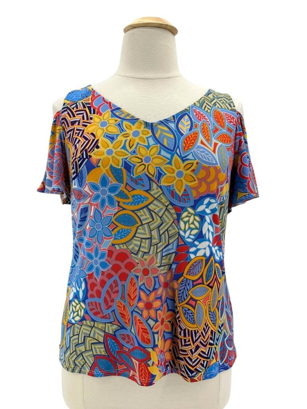 Sam And Jess Womens Petties PXL Top Cut Out Shoulder Floral Muticolor Ruffle